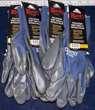 4 Pair KINCO 1890 X-LARGE NAVY BLUE/GRAY POLYESTER KNIT SHELL  NITRILE PALM X 4