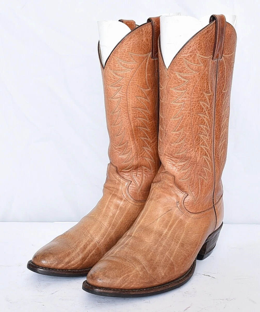JUSTIN BOOTS Made in USA Tan Leather Western Work Riding Boots