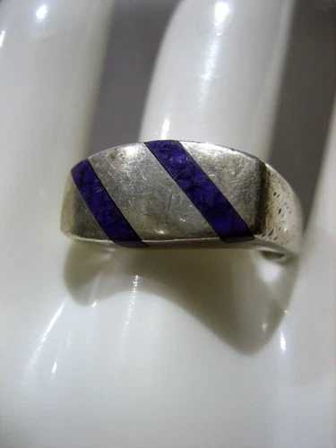 VINTAGE SIGNED SWO STERLING SILVER CHAROITE RING SIZE 8