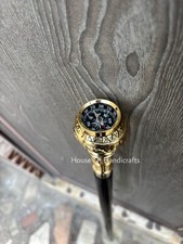 antique brass round victorian handle designer ,wooden walking stick vintage cane