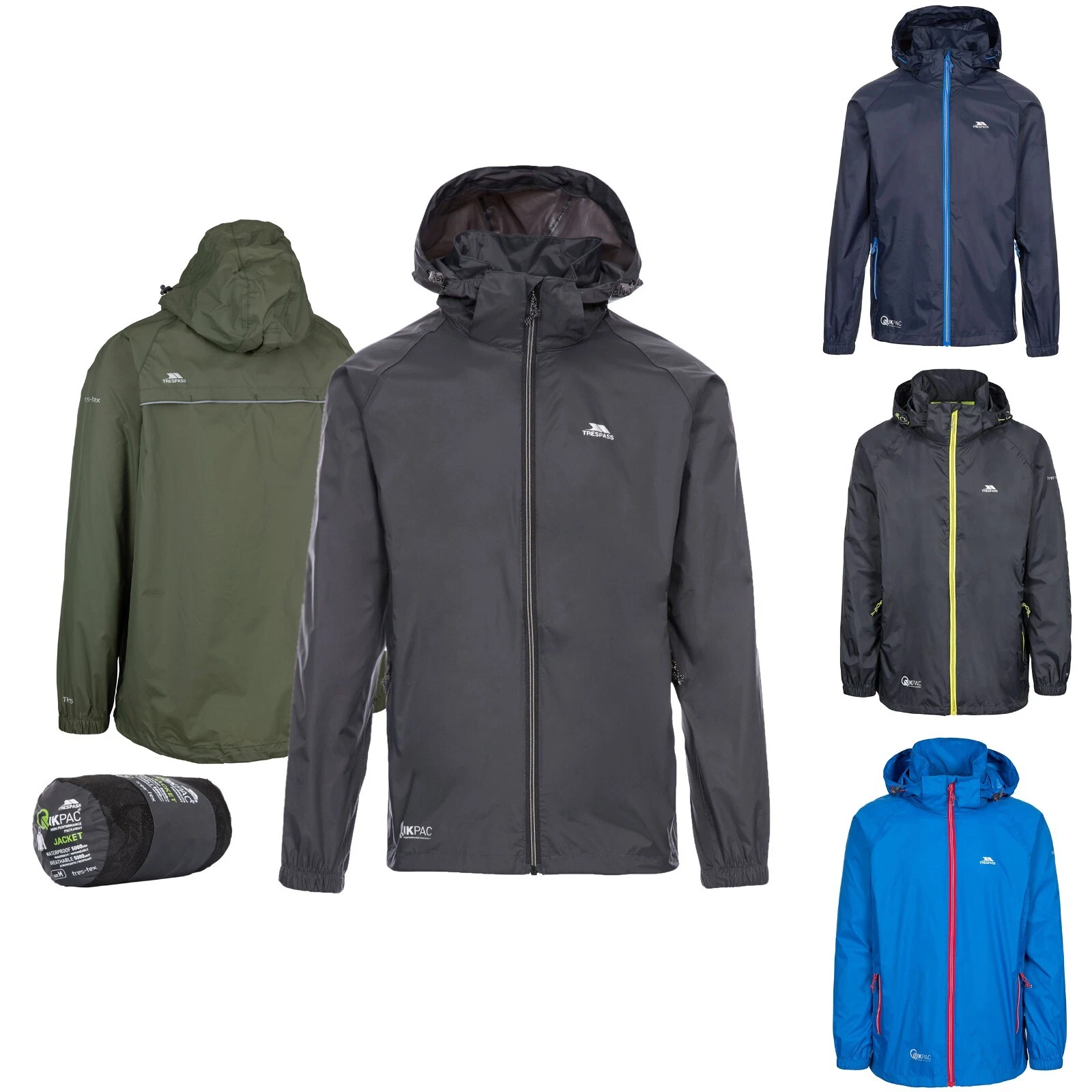 Trespass Qikpac X Unisex / Mens / Womens Waterproof Packaway Jacket with Bag