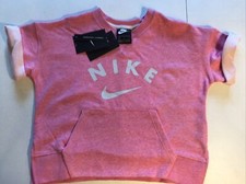 Nike Girl's S L XL Pullover Sportswear Pink Logo S/S DD2331 Crew Pink