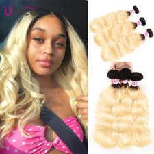 UNice Ombre Blonde 1B613 Indian Body Wave 3 Bundles Human Hair Extensions Weaves