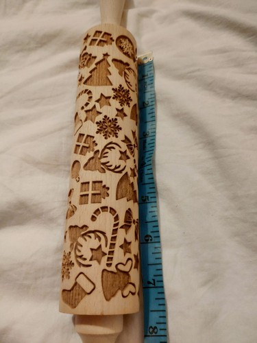 Pastrymade Beech wood Christmas Embossed Rolling Pin + accessories NEW & unused - Picture 6 of 11