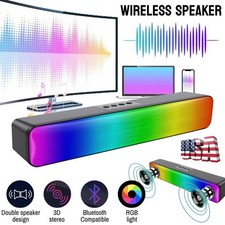 RGB Wireless Speaker Bluetooth-Compatible 3D Stereo Sound Bar High Volume for PC