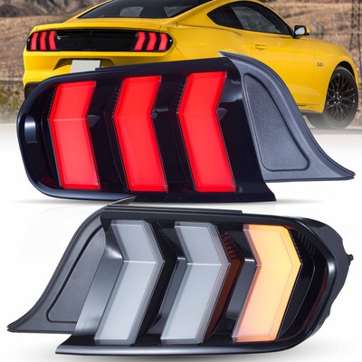 VLAND LED Rückleuchten geräuchert für Ford Mustang S550 2015-20 gelbe Blinkfolge