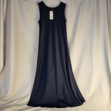 NWT Uniqlo Womens XS Navy Satin Full Length Dress
