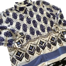 Chico's Women's Size 0 Button Down Long Sleeve Multicolor Patterned Blouse