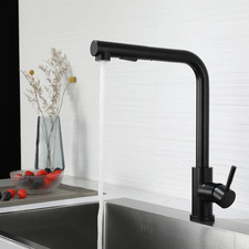 304 Stainless Steel Black Kitchen Faucet Two Function Single Handle Pull Out Mix
