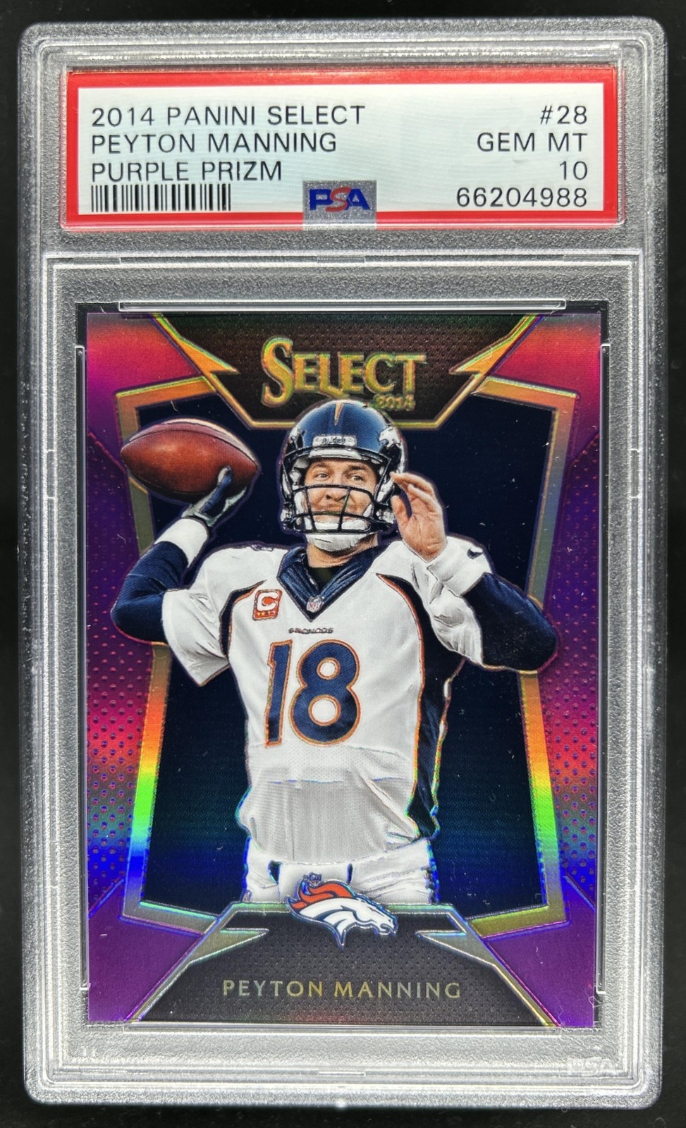 2014 Panini Select Peyton Manning Prizm Purple #/25 Broncos PSA 10 GEM MINT