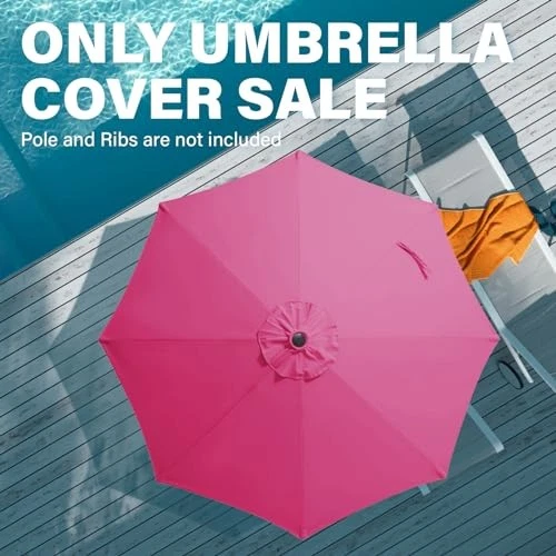 Toldo de repuesto para paraguas de patio de 9 pies para 8 costillas, mercado de mesa de 9 pies rosa Foto 2 de 4