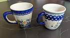 POLISH POTTERY 9oz BLUE FLORAL & 10 oz CHRISTMAS TREE MUGS New (365/5) — photo 1