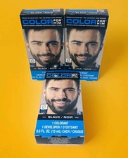 3X Color for Him BLACK Brush-In Color Gel 5 Minute Mustache Beard Sideburns
