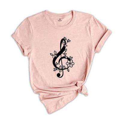 Floral Music Notes T-shirt, Music Teacher Shirt, Musician Gifts, Piano Tee, Musi