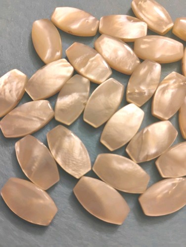 Lot of 32 Iridescent Mother of Pearl Beads. Drilled for Stringing 