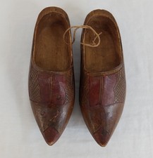 Vintage Hand Carved Painted Dutch Klompen Wooden Clogs Folk Art Decor Display