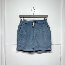 Mr Marvis Corduroy Shorts Antarctics Blue Cotton Stretch Elastic Waist W30 Small