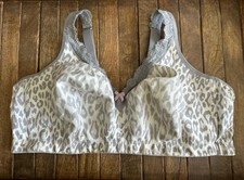 Catherines 50D Wire Free Gray Animal Print Comfort Bralette Bra W Adj Straps