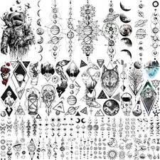 33 Sheets Outer Temporary Tattoos for Kids Boys Girl Women Men Adults Space