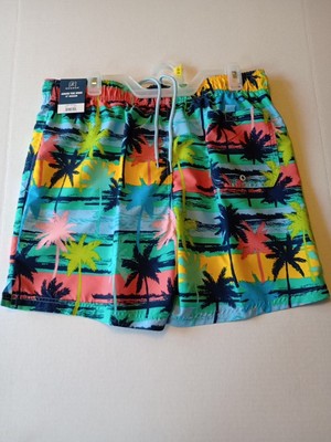 Bathing Suit Size L Multi Color (36-38)Swim Trunks with Palm Trees
