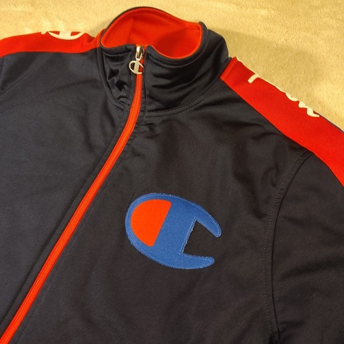 Chaqueta Champion Track Para Hombre Talla Grande Azul Cremallera Completa Deletrear Logo Poliéster EE. UU. - Imagen 5 de 18