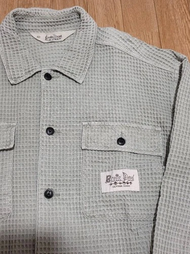 Brain Dead Waffle Button Front Shirt L - Stone Color image 2