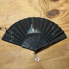 Vintage Wooden  Lace Hand Fan Fold Up 1920-1930s Woman - Antique - RARE w/ wear