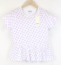 Zalando Donna T-Shirt 11-12 Anni Bianco Cotone Cuore Intestazione Peplum Manica