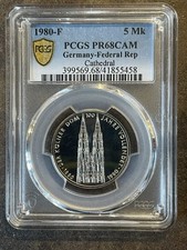BRD 5DM 1980-F Kölner Dom | PCGS PR68DCAM | Proof, Polierte Platte