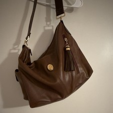 Rosetti Borsa Donna Marrone Ciottolato Mezzaluna Tracolla Zip Nappa Charm Oro