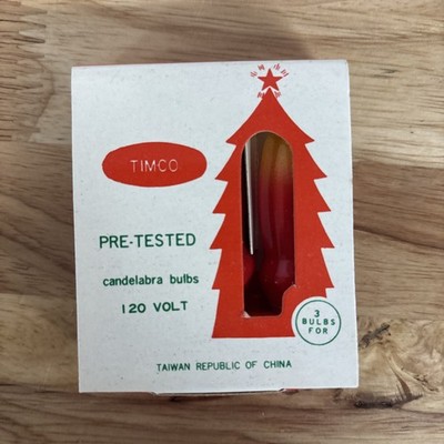 VINTAGE 1960s  TIMCO CANDLE FLAME CHRISTMAS BULBS  120V C 7.5 Taiwan NOS