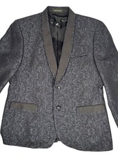 Giovanni Testi Black Blue Jacquard Blazer Shawl Collar Formal Mens