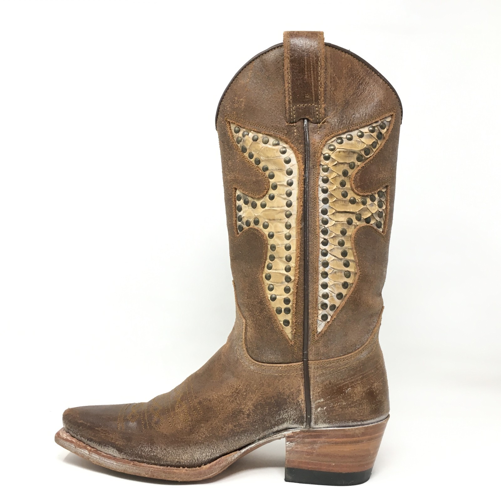 Frye Daisy Duke Python Studded Western Boots Cowg… - image 10