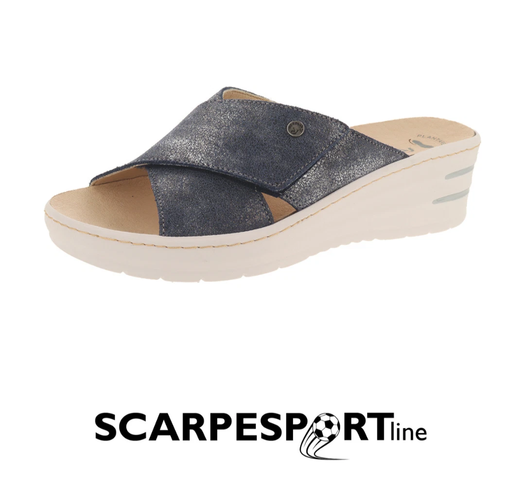 Riposella 16803 Ciabatte Sandali Donna Pelle Rosso Tacco A Zeppa 6Cm