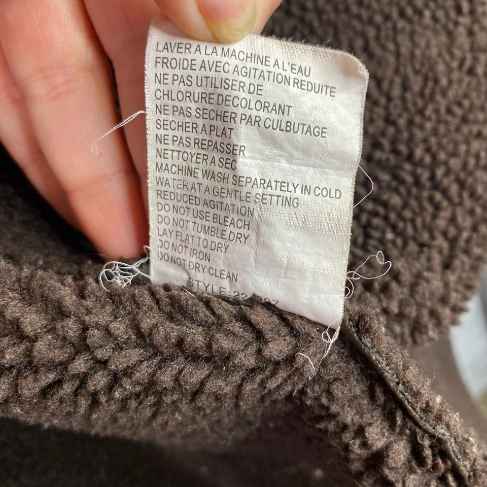 Utex Design Womens size XL Brown Micro Suede Sherpa Zip Up Hooded Coat Jacket - Image 4 of 4