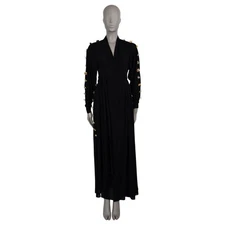 72359 auth SCHIAPARELLI black viscose 2023 BIJOUX BUTTON WRAP Dress 34 XS