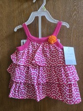 NWT Size 3M Carter's 1 piece pink ruffle dress w/ white dots  diaper cover