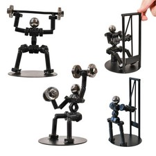 Scrap Metal Art Gym Sculptures SET - Recycled Industrial Gift 