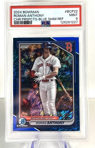 2024 Bowman Chrome Roman Anthony Blue Shimmer refractor 92/150 PSA 9