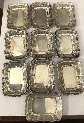 VINTAGE SET of 10 STERLING SILVER X958A REED & BARTON WINDSOR 925 NUT TRAYS 205g