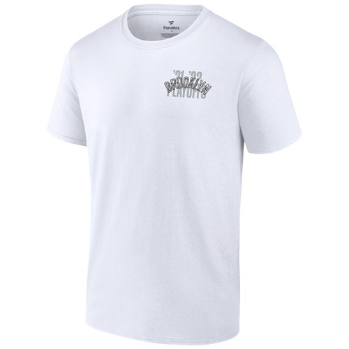 Men's Fanatics White Brooklyn Nets 2022 NBA Playoffs Dunk T-Shirt - 第 2/5 張圖片