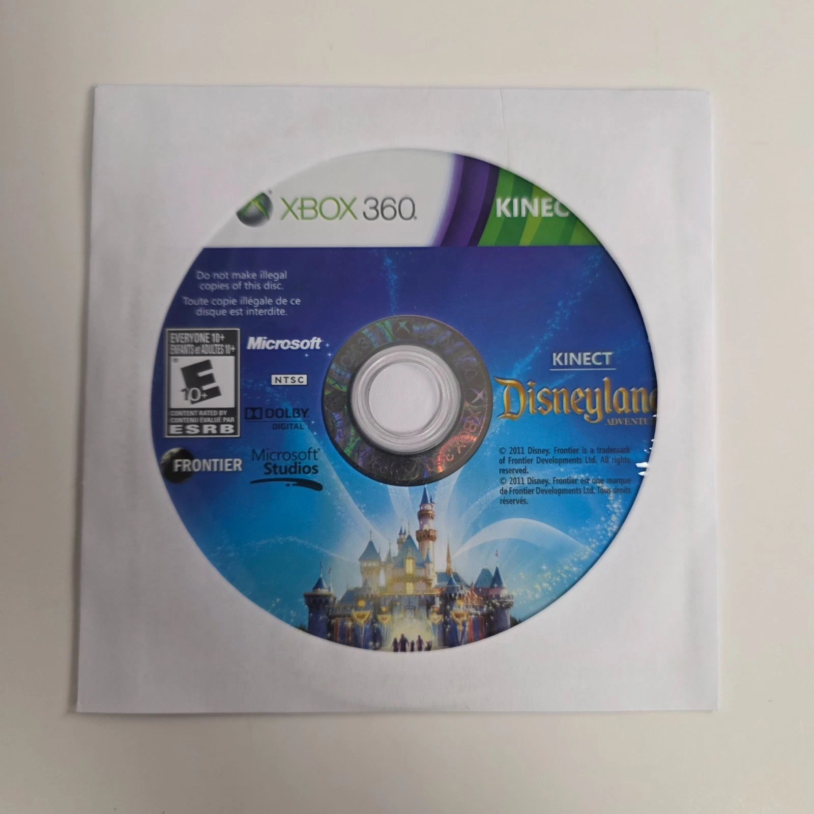 Disneyland Adventures Kinect  (Microsoft Xbox 360, 2011) Disc Only
