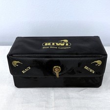 Vintage Kiwi Shoe Shine Compact Kit Black Faux Leather Case Western Germany