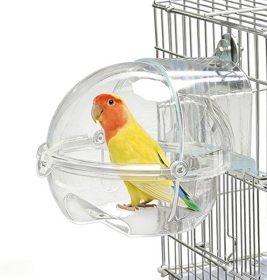 Caja baño aves colgante transparente sin fugas para jaula de pájaros