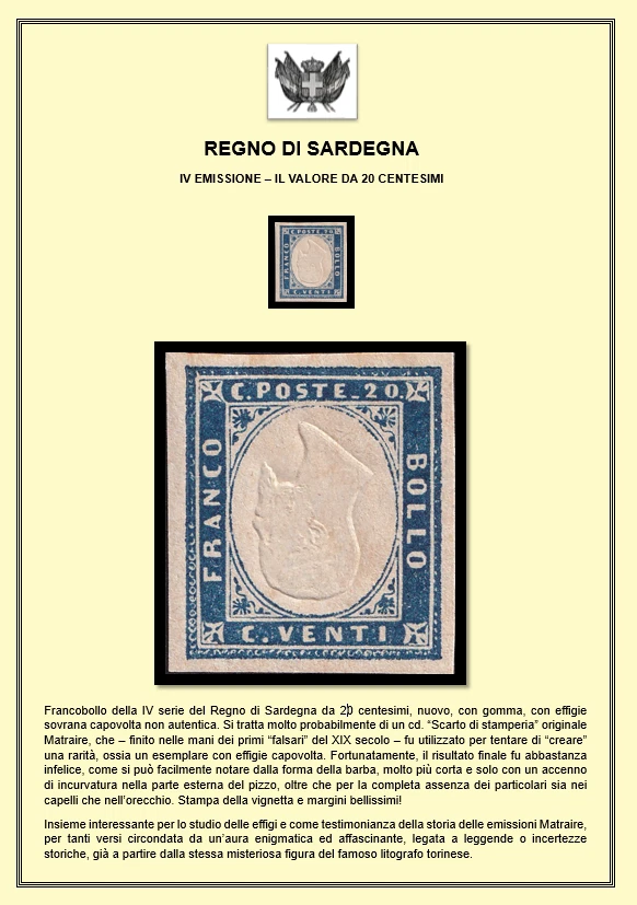 Royaume De Sardaigne 1851, 1ère émission, Timbre C. 20, Oblitéré, Italie