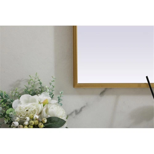 Elegant Decor Blaire 36x42" Arch Modern MDF Wood/Iron Mirror in Brass - Picture 5 of 9