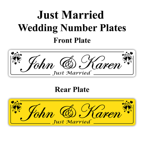 Just Married Wedding Plates Personalised Groom & Bride Names Car Plate Gift - Picture 3 of 3
