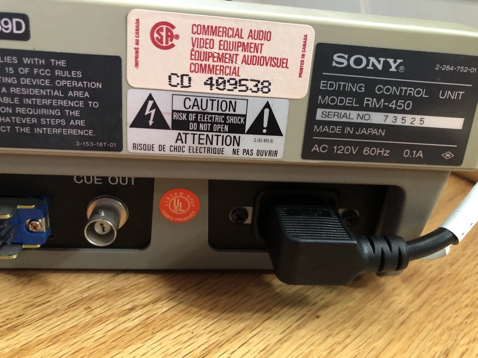 SONY RM-450 EDITING CONTROL UNIT WITH POWER CORD - Image 4 of 4