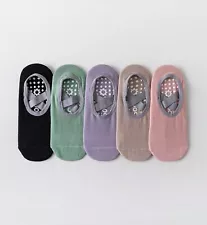 5 PAIRS WOMEN'S BARRE PILATES YOGA ANTI-SLIP GRIP ANKLE SOCKS SET BALLET STRAP