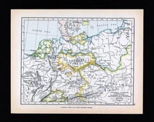 Antique Map Central Europe in 1806 Napoleonic Era France Germany Austria Poland
